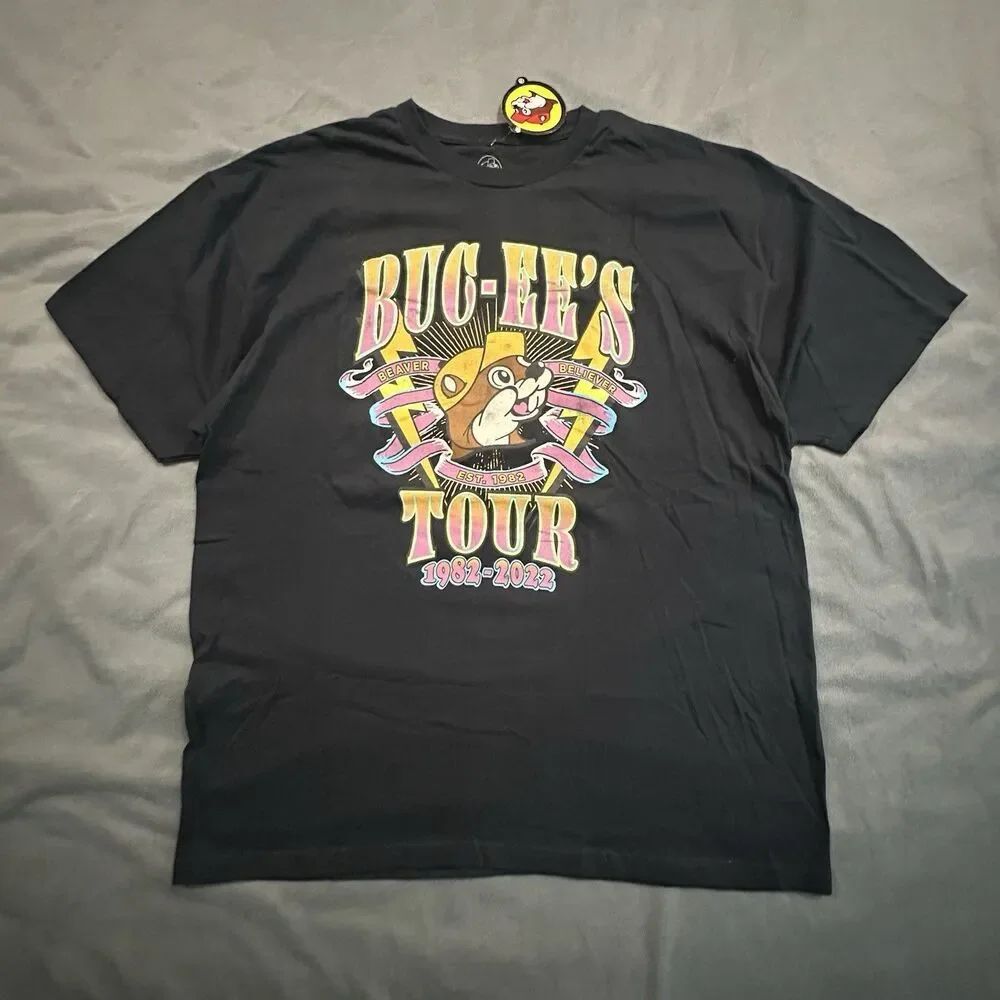 Bucees Beaver Believe Tour Shirt Mens XL 1982-2022 Concert Rock Music Black